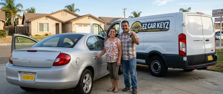 Happy customers with their replacement Dodge Neon car key from EZ Car Keyz in Ventura County