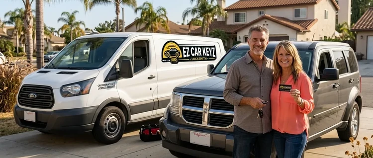 Happy customers with their replacement Dodge Nitro car key from EZ Car Keyz in Ventura County