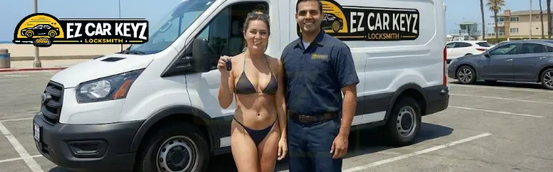 EZ Car Keyz technician with satisfied customer