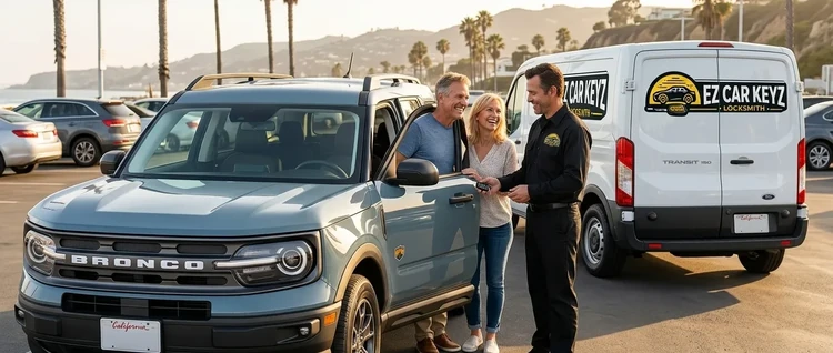 Happy customers with their replacement Ford Bronco Sport car key from EZ Car Keyz in Ventura County