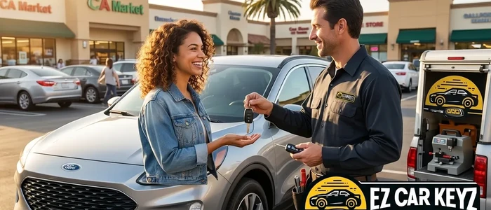 Customer with a replacement Ford Escape car key from EZ Car Keyz in Ventura County