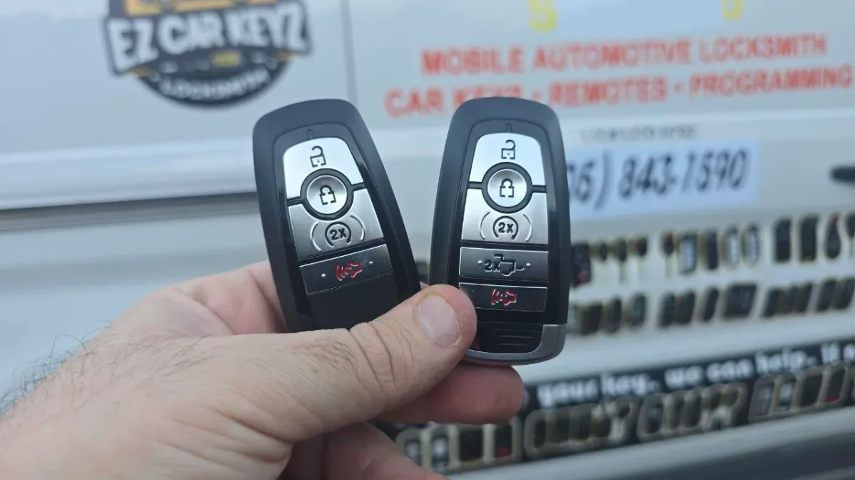 2002 Ford F-150 Affordable Key Replacement - EZ Car Keyz Ventura Insured mobile locksmith working on 2002 Ford F-150 in Ventura CA