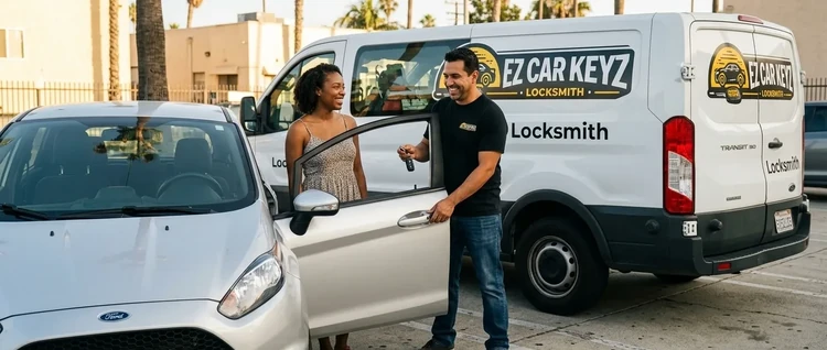 Happy customers with their replacement Ford Fiesta car key from EZ Car Keyz in Ventura County