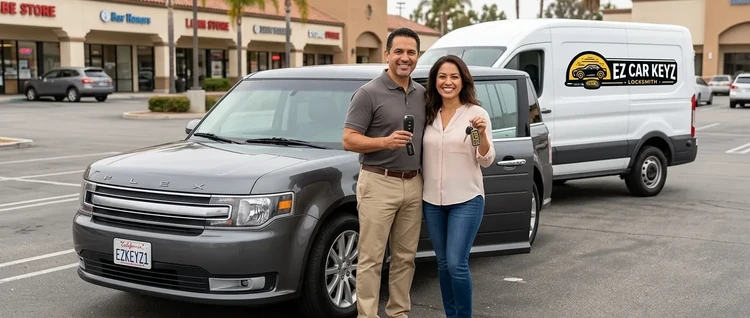 Happy customers with their replacement Ford Flex car key from EZ Car Keyz in Ventura County