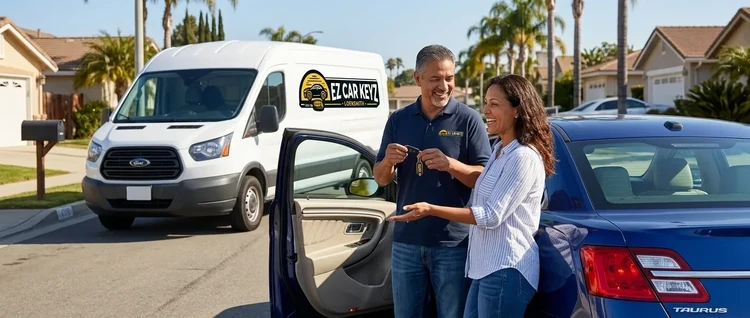 Happy customers with their replacement Ford Taurus car key from EZ Car Keyz in Ventura County