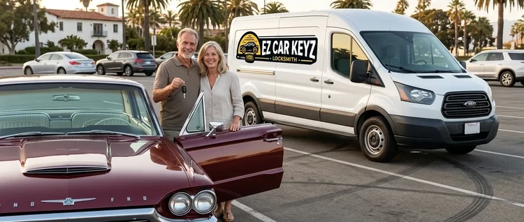 Happy customers with their replacement Ford Thunderbird car key from EZ Car Keyz in Ventura County