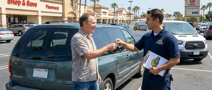 Customer with a replacement Ford Windstar car key from EZ Car Keyz in Ventura County