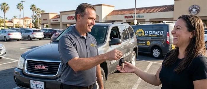 Customer with a replacement GMC Envoy car key from EZ Car Keyz in Ventura County