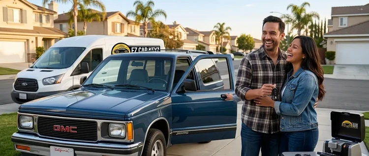 Happy customers with their replacement GMC Jimmy car key from EZ Car Keyz in Ventura County