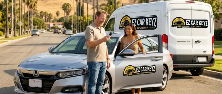 Happy customers with their replacement Honda Accord car key from EZ Car Keyz in Ventura County
