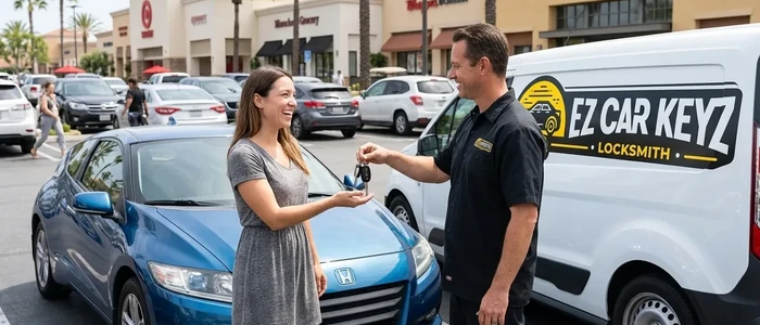 Customer with a replacement Honda CR-Z car key from EZ Car Keyz in Ventura County