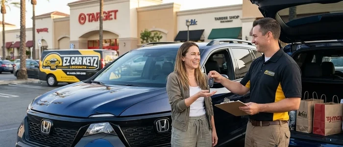 Customer with a replacement Honda Passport car key from EZ Car Keyz in Ventura County