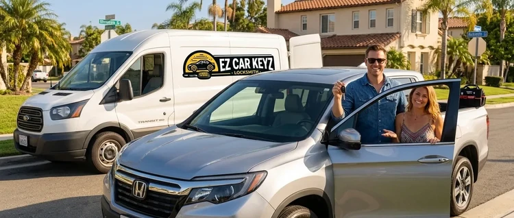 Happy customers with their replacement Honda Ridgeline car key from EZ Car Keyz in Ventura County
