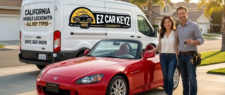 Happy customers with their replacement Honda S2000 car key from EZ Car Keyz in Ventura County