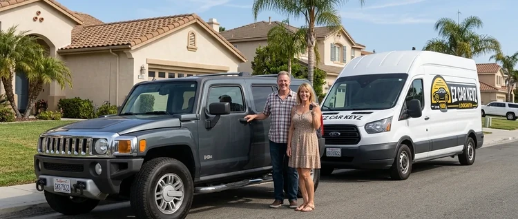 Happy customers with their replacement Hummer H3 car key from EZ Car Keyz in Ventura County