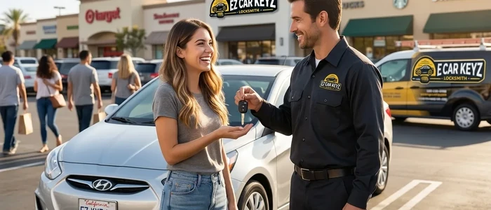 Customer with a replacement Hyundai Accent car key from EZ Car Keyz in Ventura County
