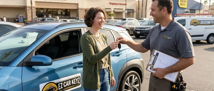 Customer with a replacement Hyundai Kona car key from EZ Car Keyz in Ventura County