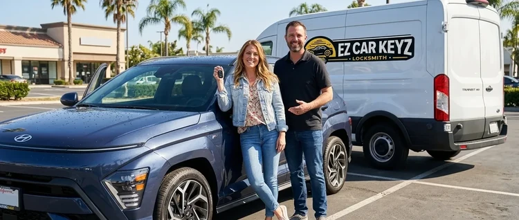 Happy customers with their replacement Hyundai Kona car key from EZ Car Keyz in Ventura County