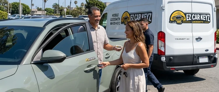 Happy customers with their replacement Hyundai Santa Cruz car key from EZ Car Keyz in Ventura County