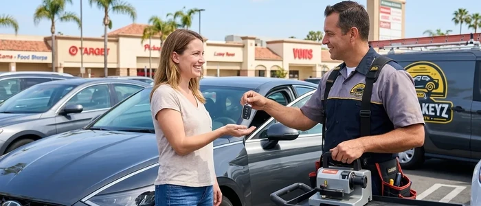Customer with a replacement Hyundai Sonata car key from EZ Car Keyz in Ventura County