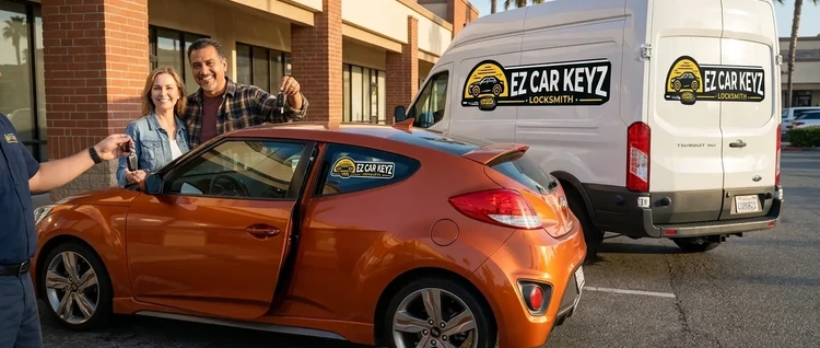 Happy customers with their replacement Hyundai Veloster car key from EZ Car Keyz in Ventura County