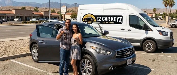 Happy customers with their replacement Infiniti FX37 car key from EZ Car Keyz in Ventura County