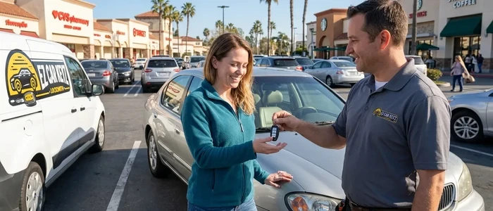 Customer with a replacement Infiniti I35 car key from EZ Car Keyz in Ventura County
