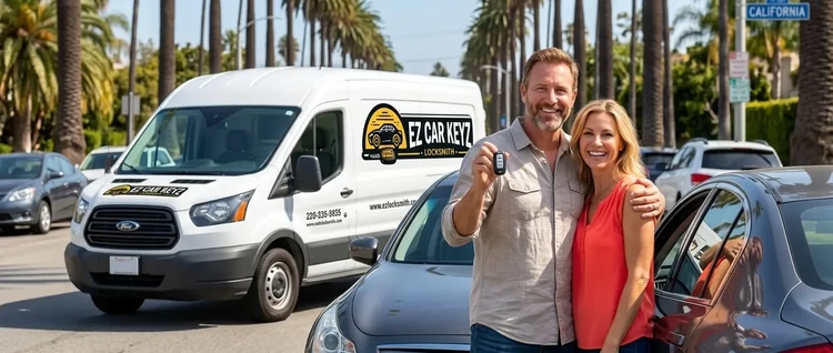 Happy customers with their replacement Infiniti I35 car key from EZ Car Keyz in Ventura County