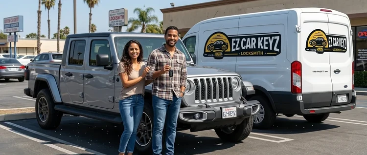 Happy customers with their replacement Jeep Gladiator car key from EZ Car Keyz in Ventura County