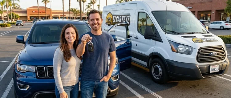 Happy customers with their replacement Jeep Grand Cherokee car key from EZ Car Keyz in Ventura County