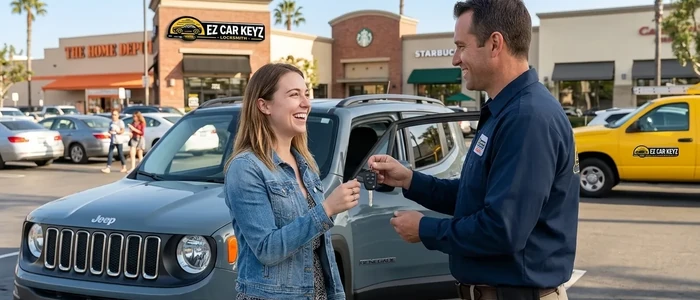 Customer with a replacement Jeep Renegade car key from EZ Car Keyz in Ventura County