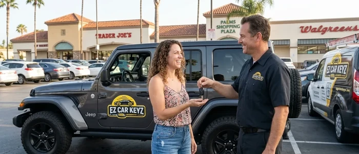 Customer with a replacement Jeep Wrangler car key from EZ Car Keyz in Ventura County