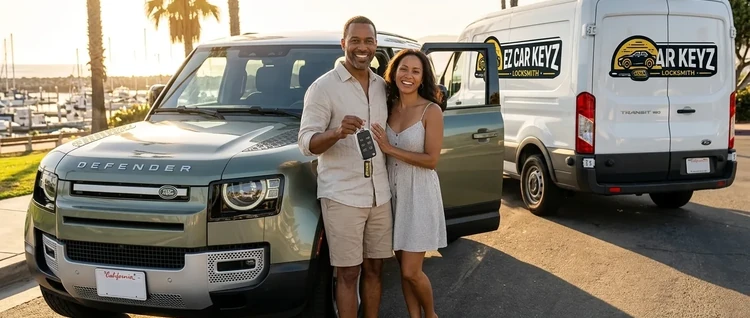Happy customers with their replacement Land Rover Defender car key from EZ Car Keyz in Ventura County