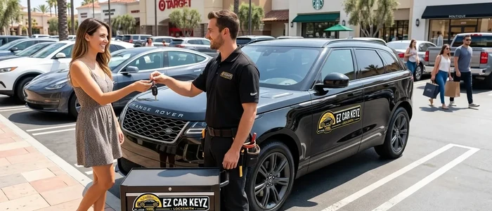 Customer with a replacement Land Rover Range Rover Velar car key from EZ Car Keyz in Ventura County