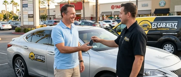 Customer with a replacement Lexus Es car key from EZ Car Keyz in Ventura County