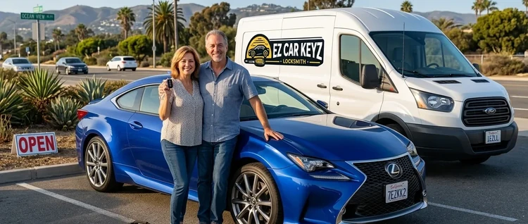 Happy customers with their replacement Lexus RC car key from EZ Car Keyz in Ventura County
