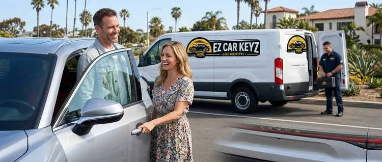 Happy customers with their replacement Lexus Tx car key from EZ Car Keyz in Ventura County