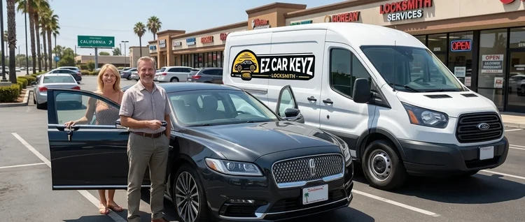 Happy customers with their replacement Lincoln Continental car key from EZ Car Keyz in Ventura County