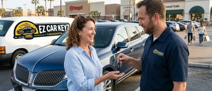 Customer with a replacement Lincoln MKT car key from EZ Car Keyz in Ventura County