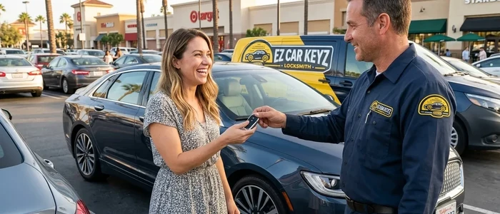 Customer with a replacement Lincoln MKZ car key from EZ Car Keyz in Ventura County