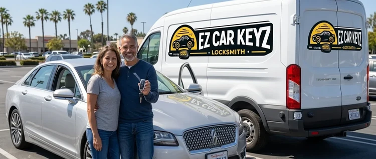 Happy customers with their replacement Lincoln MKZ car key from EZ Car Keyz in Ventura County