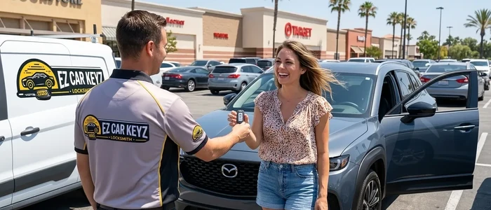 Customer with a replacement Mazda CX-50 car key from EZ Car Keyz in Ventura County