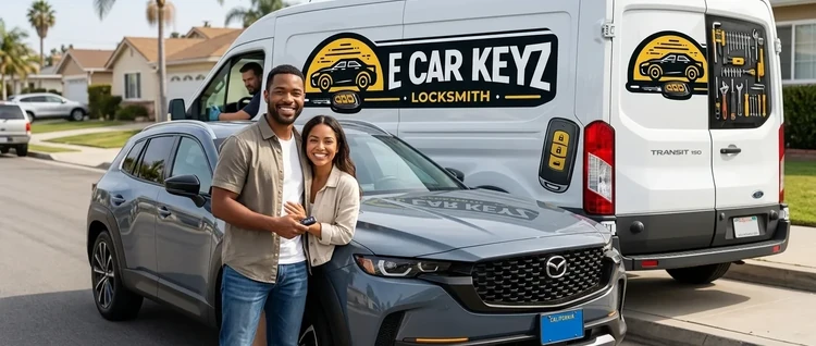 Happy customers with their replacement Mazda CX-50 car key from EZ Car Keyz in Ventura County