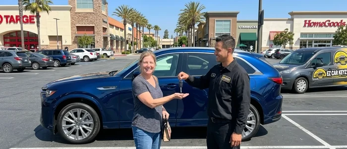 Customer with a replacement Mazda CX-90 car key from EZ Car Keyz in Ventura County
