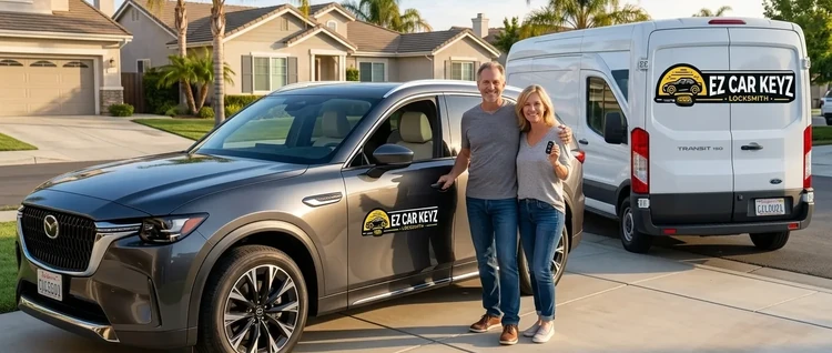 Happy customers with their replacement Mazda CX-90 car key from EZ Car Keyz in Ventura County