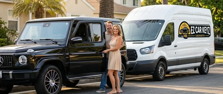 Happy customers with their replacement Mercedes-Benz G Class car key from EZ Car Keyz in Ventura County