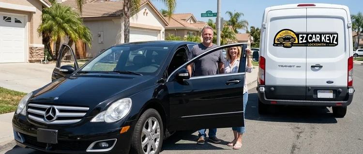 Happy customers with their replacement Mercedes-Benz R Class car key from EZ Car Keyz in Ventura County