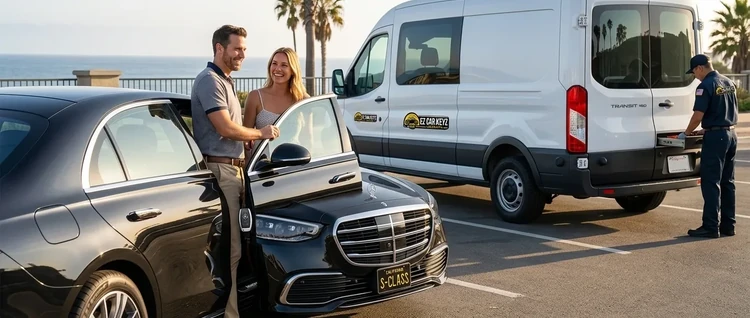 Happy customers with their replacement Mercedes-Benz S Class car key from EZ Car Keyz in Ventura County