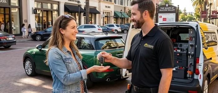 Customer with a replacement Mini Clubman car key from EZ Car Keyz in Ventura County