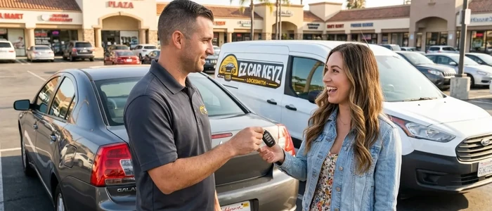 Customer with a replacement Mitsubishi Galant car key from EZ Car Keyz in Ventura County